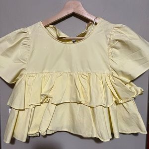 ZARA light yellow cropped blouse SMALL